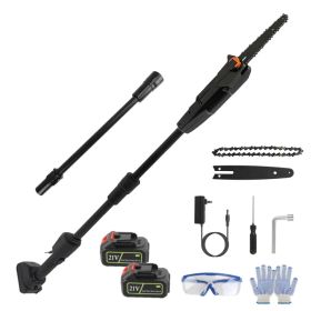 6in Cordless Pole Saw 7.4FT Maximum Extendable Length 35FT/S Speed Electric Pole Chainsaw 2Pcs 3.0Ah Batteries And Charger Included For Pruning T (Option: 10CellBatterySaw)